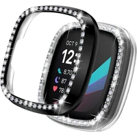 Funda protectora para Fitbit Versa 3 & Sense, carcasa brillante para mujer y niña, cristal, diamantes, PC