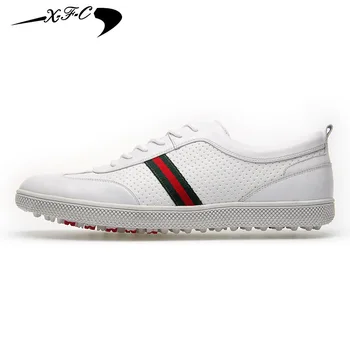 

Direct XFC Xin style golf shoes men's soft, breathable and waterproof sports shoes Board Shoes White casual shoes