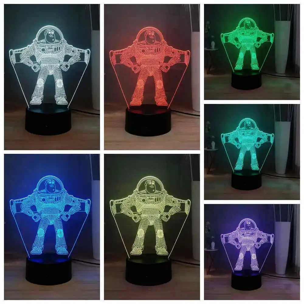 Базз светильник год настольная лампа RGB 7 Красочный космический Ranger USB сенсорный