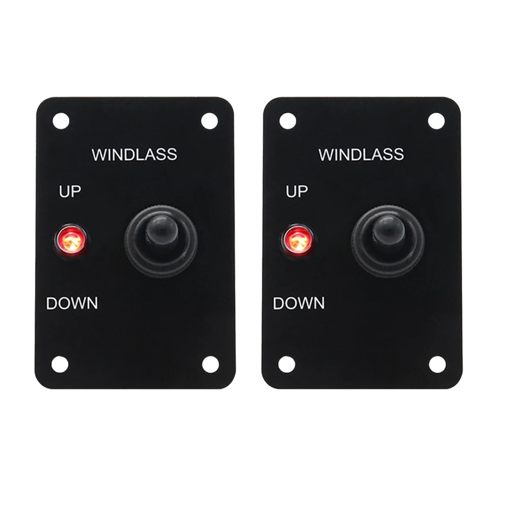 2x Anchor Windlass UP/DOWN Toggle Switch Control Panel Red Indicator 12V 15A