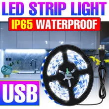 Bande lumineuse LED USB, ruban lumineux étanche, Flexible, 50cm 1m 2m 3m, décoration de fond de télévision, lampe 2835