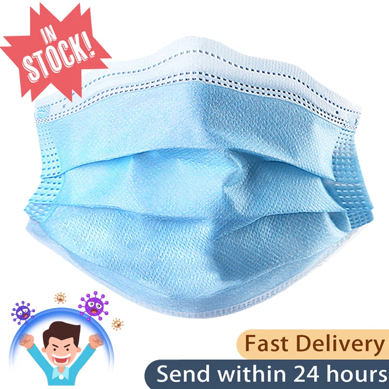 

100pcs 3 Layer Disposable Masks Anti Corona virus Face Masks Virus Filter Anti Formaldehyde Mask Dust-proof Mouth Facial Masks