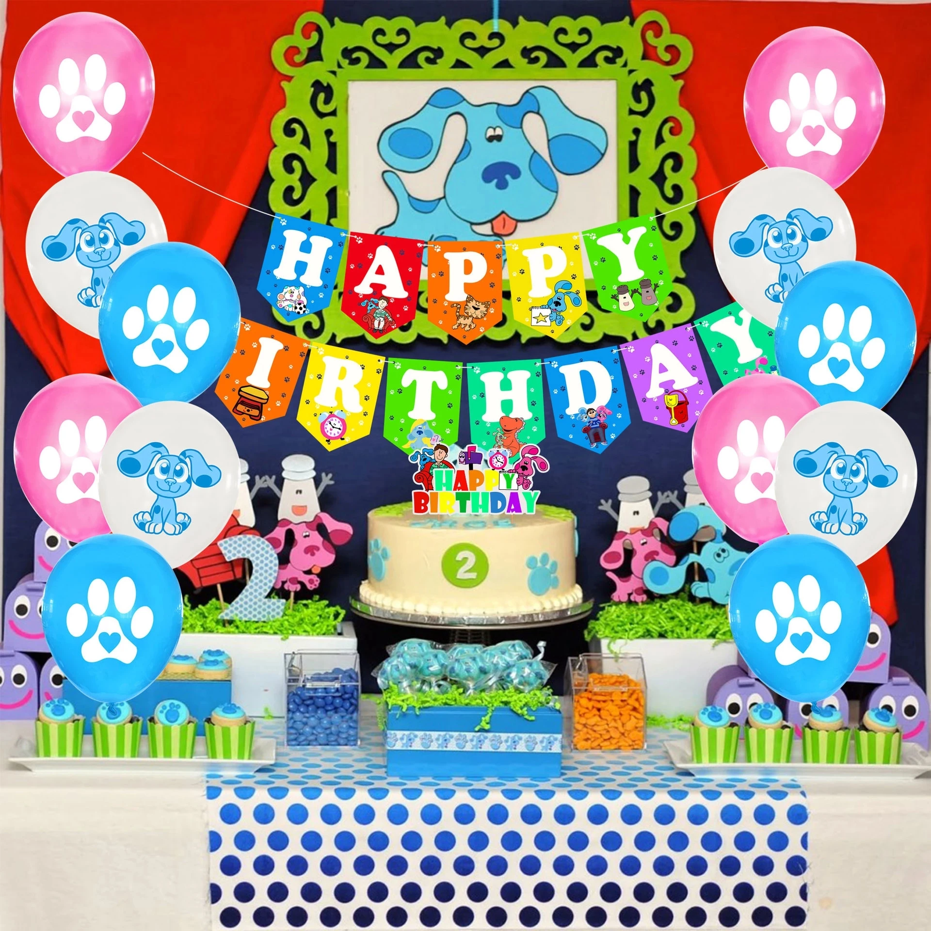 Blues Clues Balloons Cute Blue's Dog Footprints Ballons Cake Topper Happy  Birthday Banner Baby Shower Party Bluey Pet Decoration|Ballons &  Accessories| - AliExpress