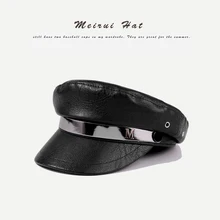 Осенняя шляпа, военная мужская кожаная шляпа, военная шапка, женская модная мужская Матросская шляпа, береты на пуговицах, Кепка с надписью, зимняя шапка, оттенок