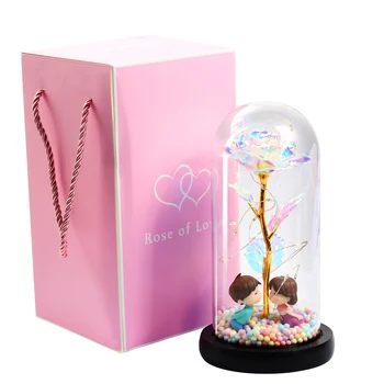 

2020 Hot Valentines Gift Beauty And The Beast Rose in Glass Dome Artificial Flowe For Home Decor Wedding Party Christmas Gift