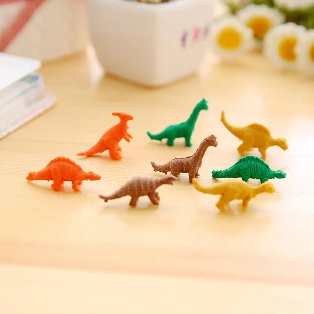 

New 7Pcs/Set Mini Cartoon Dinosaur Shape Rubber Pencil Eraser Stationery Kid's Gift