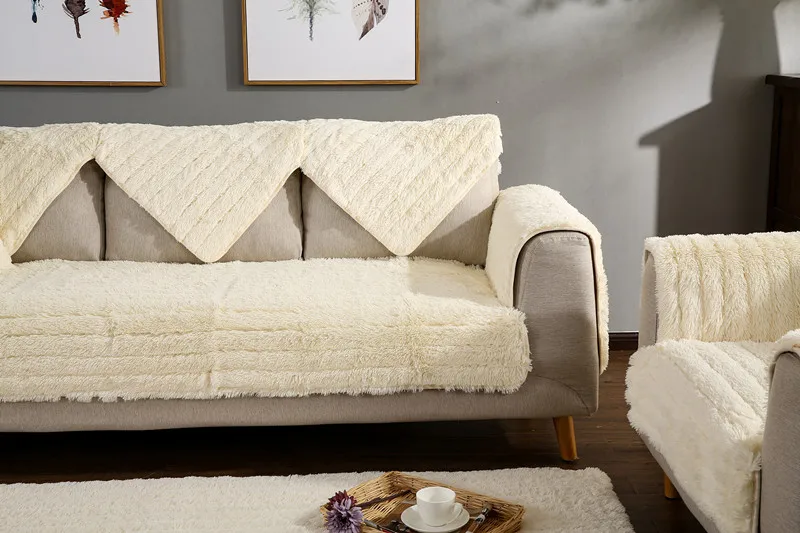 Winter Warm Thick Sofa Cushion Stretch Thickening Washable Sofa Plush Chair Cover Protector for Couch Slipcover Home Decor