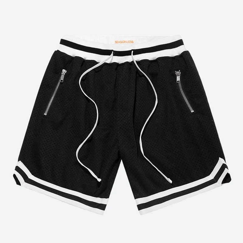 SEASONLESS Men's Basic Basketball Shorts For Men Mesh with Zipper Pocket High Street Hip-Hop