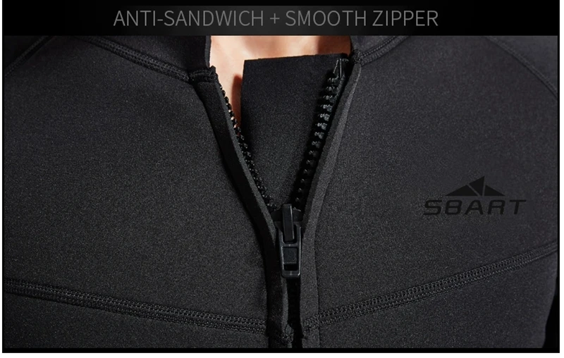 SBART 3mm Neoprene Scuba Diving Jacket Windsurfing Swimwear Boating Snorkeling Warm Elastic Jacket Wetsuit Zipper Long Sleeve