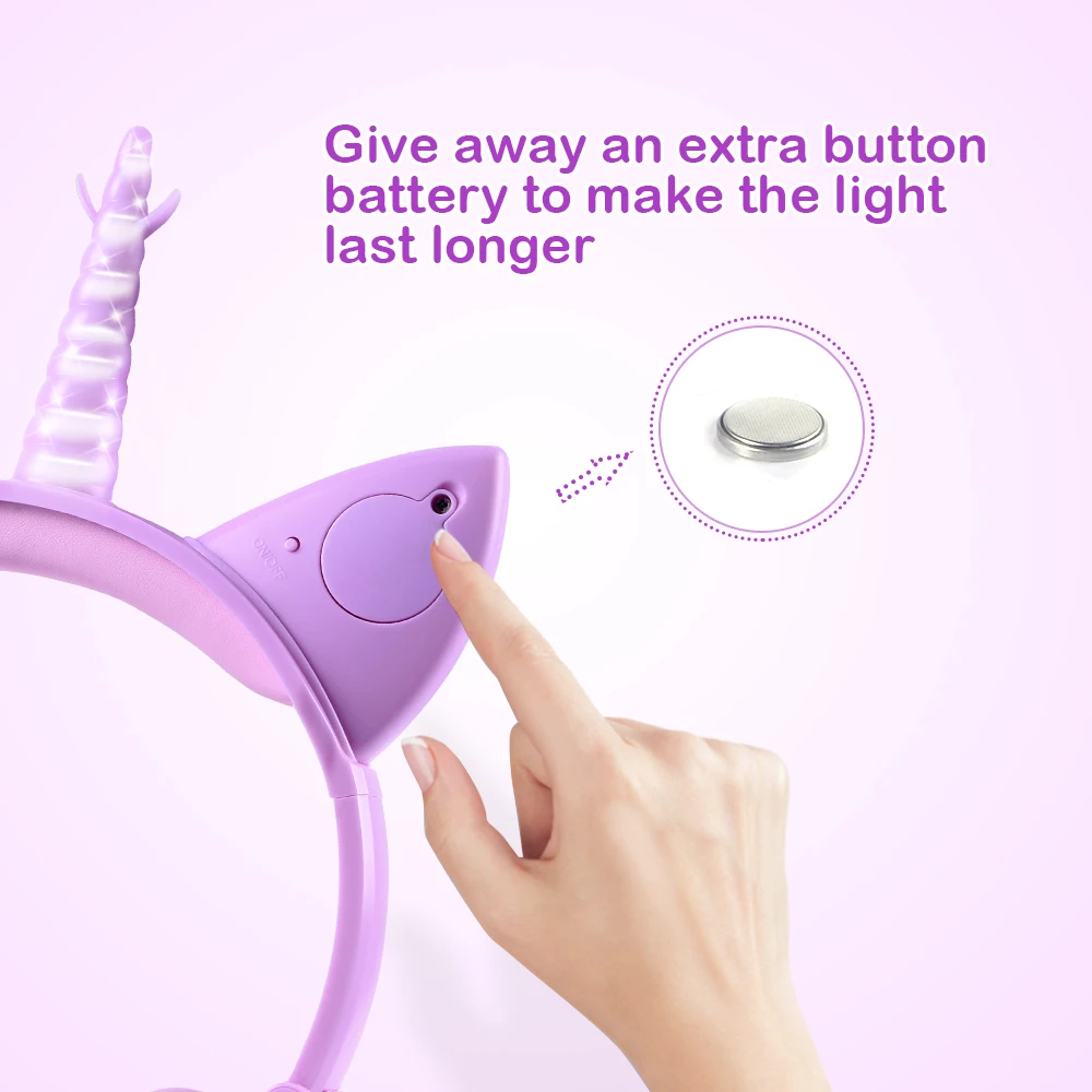 Original Unicorn Headphones LED Flashing Children Headphone Foldable Music Wired Headphones Cat Ear Gaming Headset Kids Gifts
