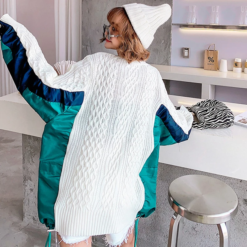 XITAO Patchwork Knitted Pullover Sweater Women
