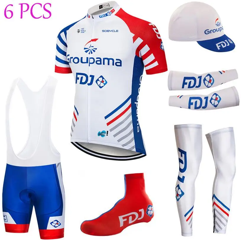 Команда GROUPA FDJ Велоспорт Джерси 20D велосипед шорты полный костюм Ropa Ciclismo быстросохнущая велосипедная Одежда Майо нарукавники - Цвет: Многоцветный