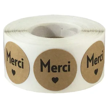 

Round Merci French Thank You Stickers 500pcs 1'' Wedding Stickers Scrapbooking Party Boxes Labels Envelope Stationery Stickers