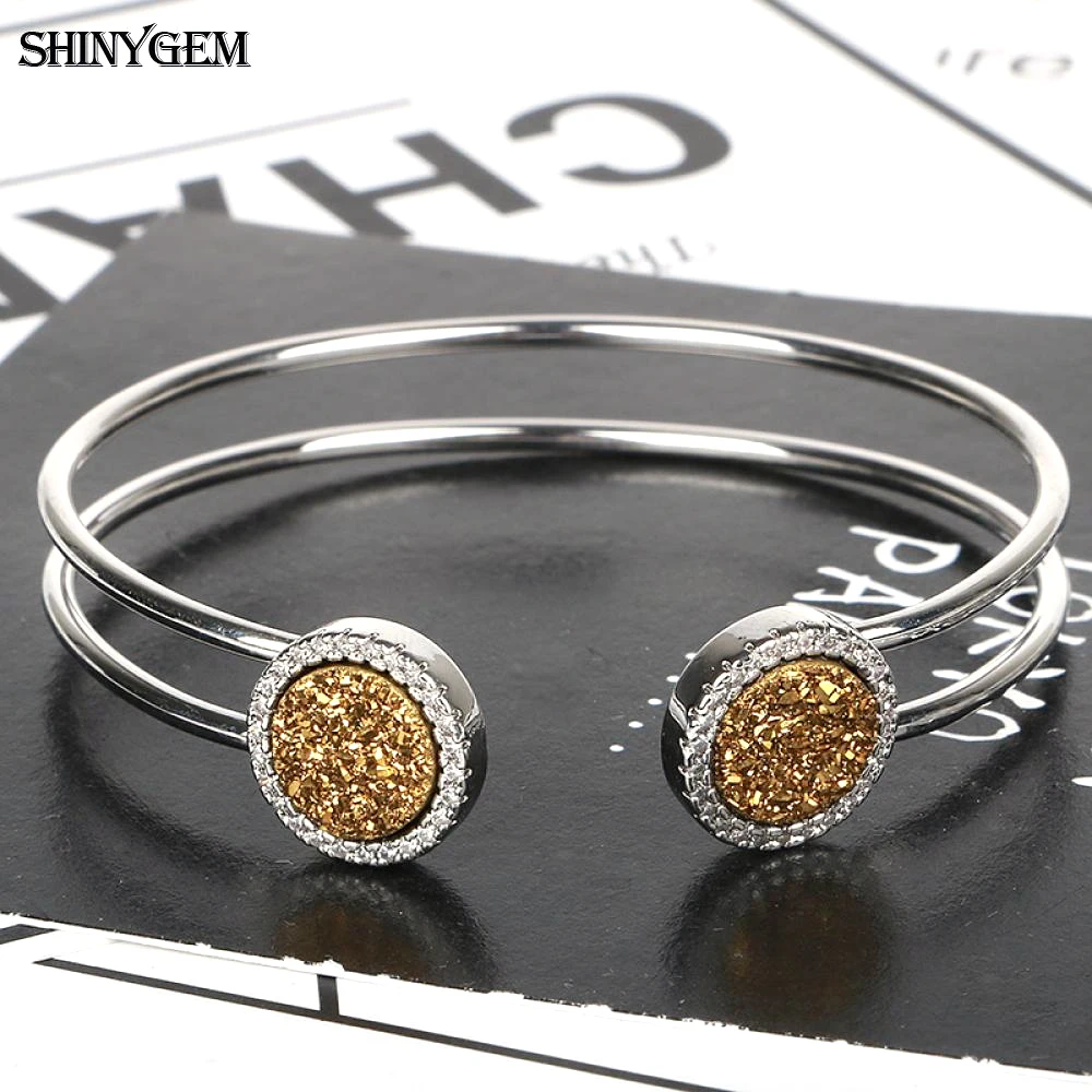 ShinyGem модные браслеты с двойными кристаллами инкрустированные цирконами