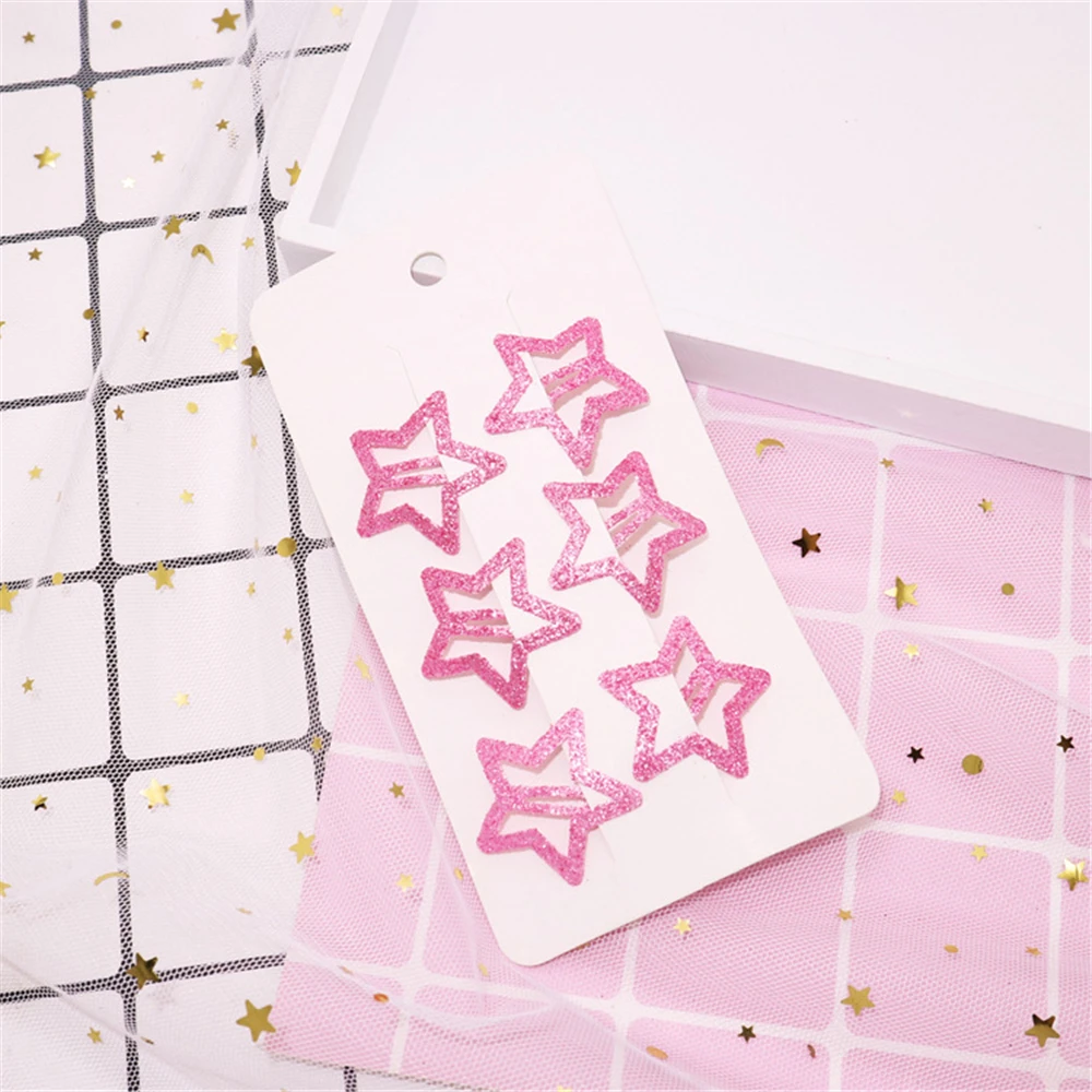 2 6 шт./компл. Star Форма волос заколки 3,5 см блеск Pentagram металлические Заколки для волос, шикарное заколки для волос для девочек BB зажимы - Цвет: 2