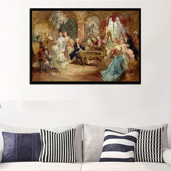 

European Court Figure Canvas Painting Classical Nobility Poster and Prints Wall Art Pictures for Home Living Room Decoration