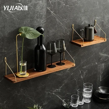 

Free shipping word shelf partition solid wood brass wall hanging living room kitchen dining room storage rack