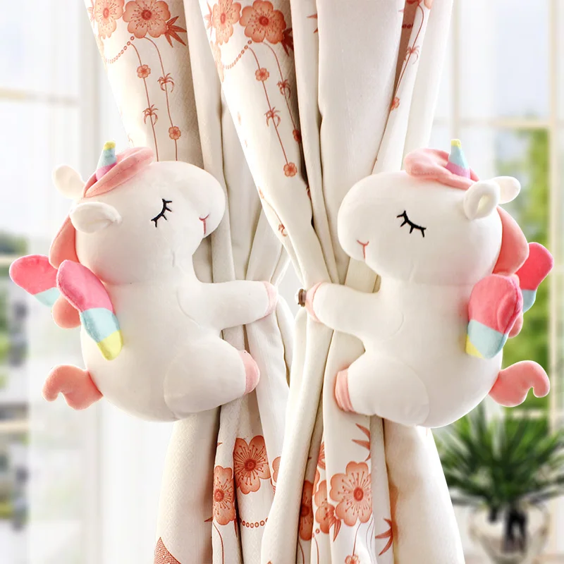 2pcs Unicorn Window Curtain Hook Straps Bedroom Buckle Hangers Belt Tieback Buckle Kids Children Bedroom Decorative Accessories