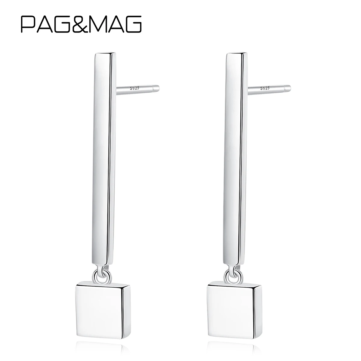 PAG&ampMAG Genuine 925 Sterling Silver Geometric Drop Earrings Elegant Wedding Engagement Jewelry For Women SE0076 | Украшения и