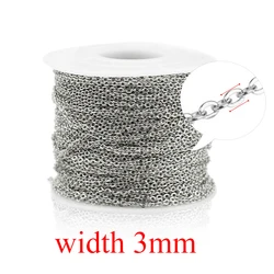 Elegant Stainless Steel Cable Chain for DIY Jewelry Making, Silver & Rose Gold, Various Thickness Options (Steel 3mm)