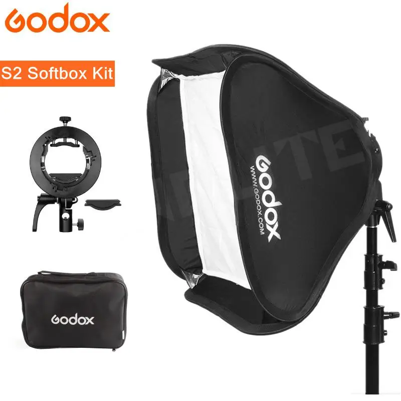 Godox S 타입 브래킷 보웬스 S2 마운트 홀더 및 소프트박스, 캐논 니킨 Godox V1 TT685 V860II AD200