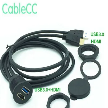 

Car Dashboard Flush Mount USB3.0 HDMI Male to Female USB A-type+ HDMI Female port to USB A-type male + HDMI Male Plug