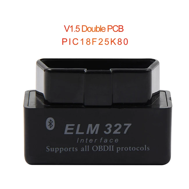 Мини ELM327 V1.5 OBD сканер PIC18F25K80 двойная печатная плата Bluetooth ELM 327 V1.5 OBD2 автомобильный считыватель кодов для Android/Symbian сканер - Цвет: Double PIC18F25K80