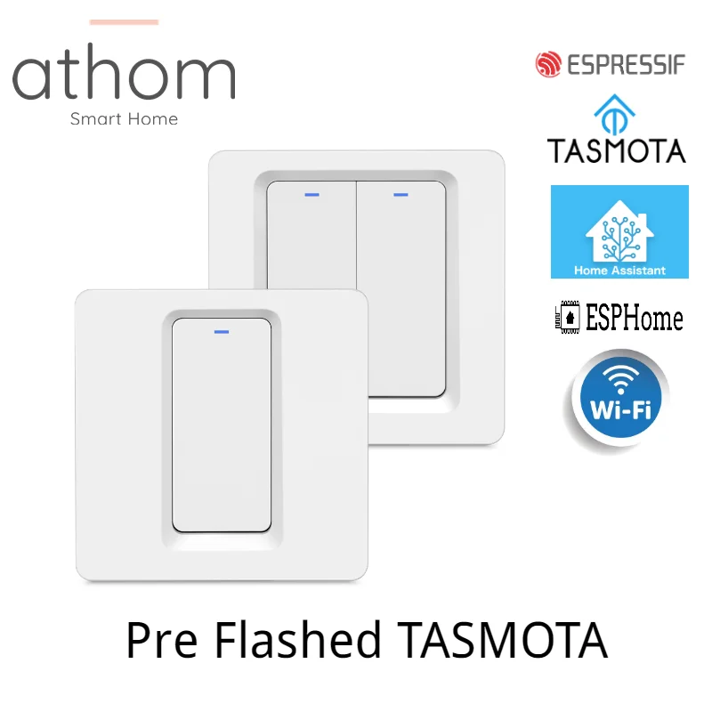 ATHOM pre flashed tasmota esphome ESP8266 WiFi переключатель сенсорный ключ 1 комплект 2