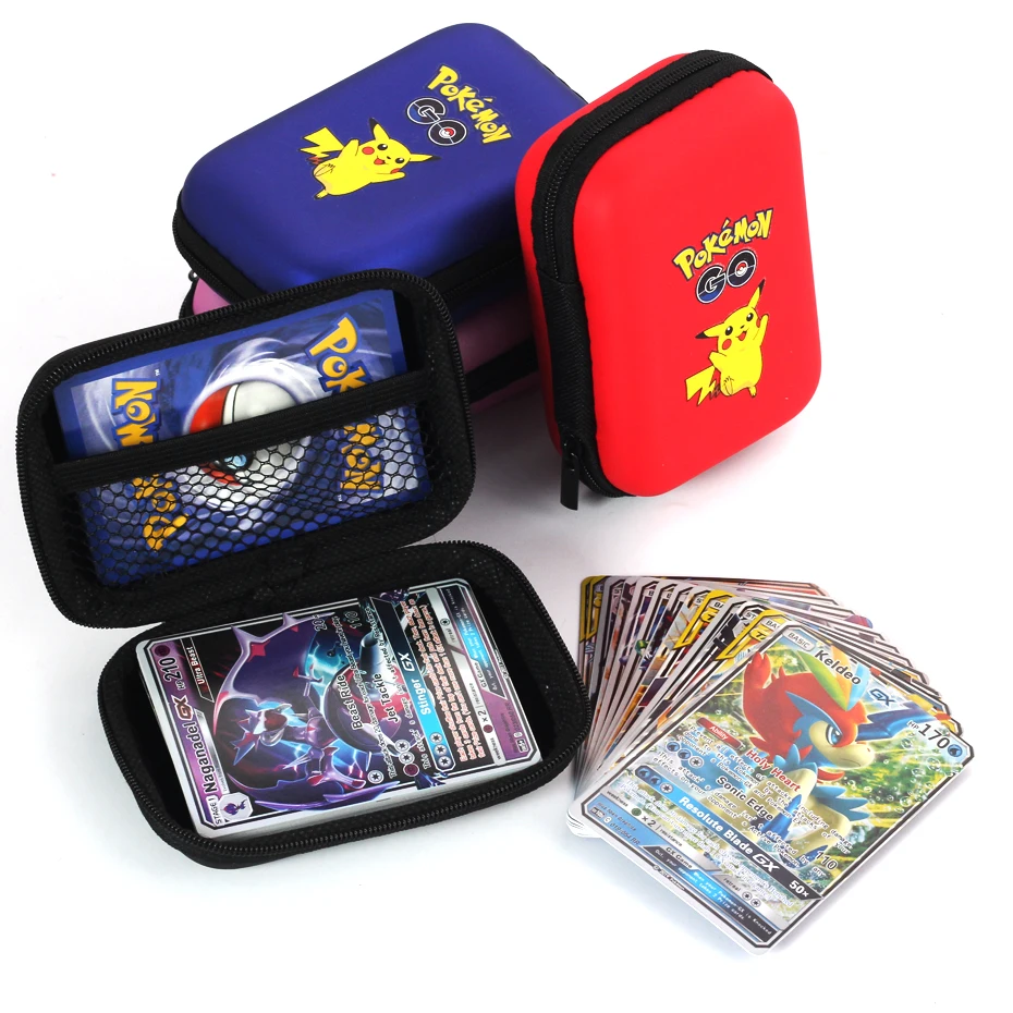 Soporte para tarjetas de Pokémon, funda rígida para tarjetas de Pokémon Pikachu Eevee Gengar, de 50 capacidad, Gx MEGA