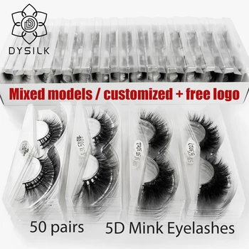 

DYSILK wholesale 50 pairs/pack 3D Mink Lashes No packaging Full Strip Lashes Mink False Eyelashes custom box Makeup eyelashes