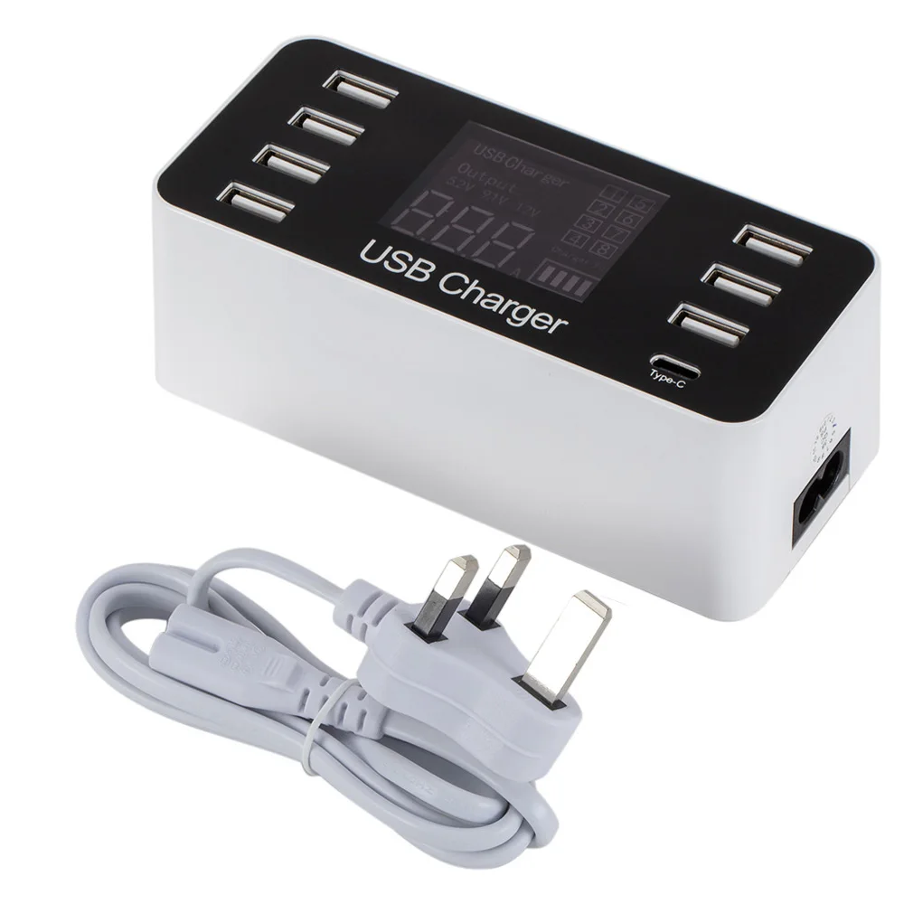 8 портов настенный usb-хаб зарядное устройство адаптер 8A несколько USB зарядное устройство для мобильного телефона светодиодный настольный usb зарядная станция база EU US UK Plug - Тип штекера: UK Plug