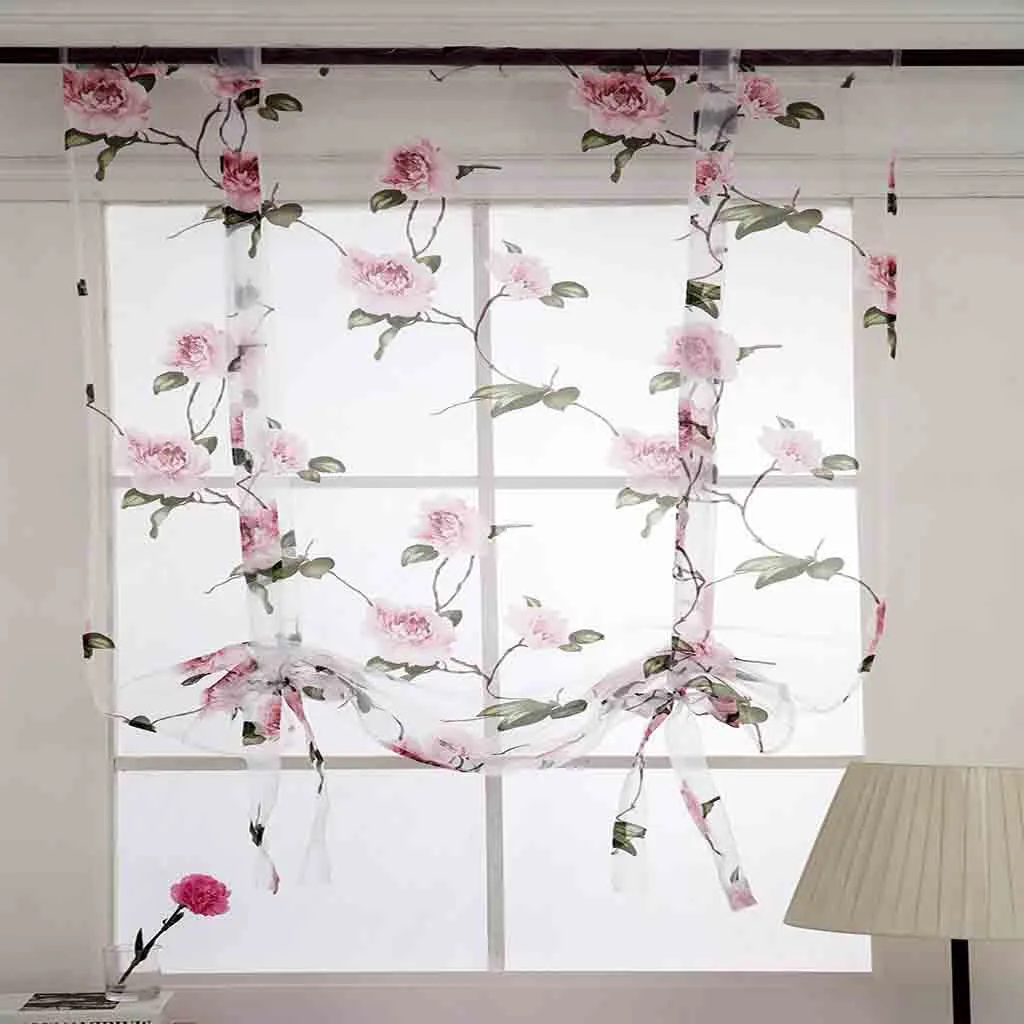 

Leaves Sheer Curtain Tulle Window Treatment Voile Drape Valance Fabric Simple curtain yarn Cortina de casa Dropshipping#30