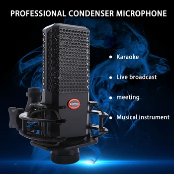 

Professional Condenser Microphone High Sensitity Studio Microphone with Dual Holder Anti Shock Stereo MIC for PC YouTube Video