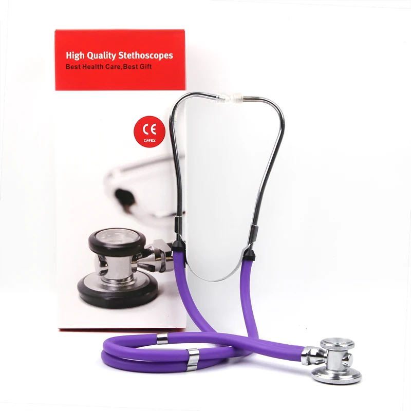 Purple with box Высокое качество медицинский профессиональный двойной-голова двойной трубки кардиологическое устройство стетоскоп EMT студенческий доктор клинический стетоскоп - Цвет: Purple with box