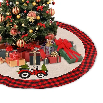 

122Cm Christmas Tree Skirt Cartoon Car Type Christmas Tree Skirt Base Floor Mat Cover Xmas Tree Ornaments Festive Party Supplies