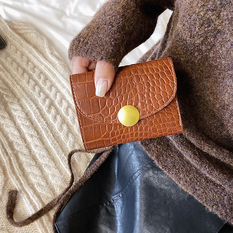 BXX Sac / Autumn And Winter Retro Crocodile Pattern Joker Solid Color Fashion Casual Tri-fold Use Wallet ZF224