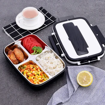

304 Stainless Steel Leakproof Lunch Box Food Containers With Compartments Lunchbox Office School Kids Bento Box With Spoon
