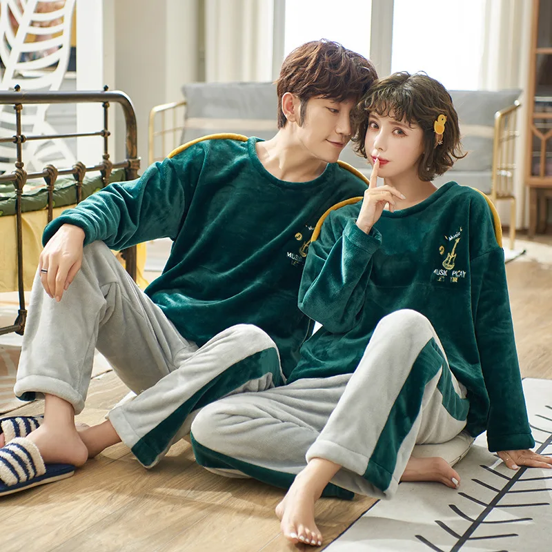 

[LZ # X720 #-X745 # Collection] Pullover Couples INS Korean-style plus Velvet Long Sleeve Pajamas Homewear Set