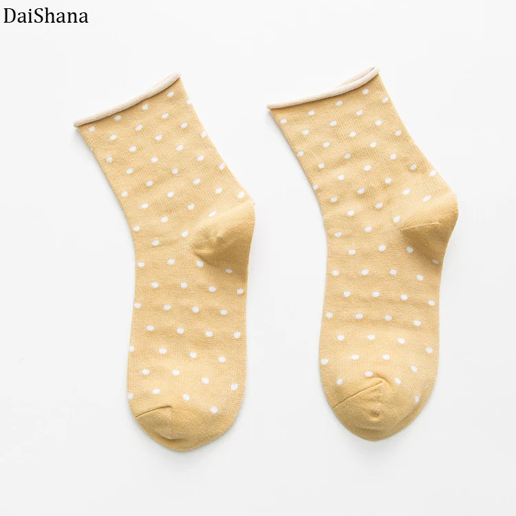 Новинка, модные милые женские носки на осень и зиму, женские свободные носки в ретро стиле, повседневные носки в горошек, Harajuku, женские носки, Mujer Calzin