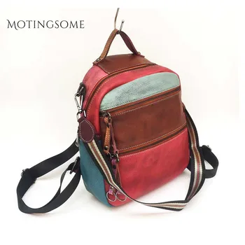 

Retro Genuine Leather Women Backpack Soft Cow Leather Shoulder Bag Luxury Female School Bag Mochila for Teenager Girl 2019 New