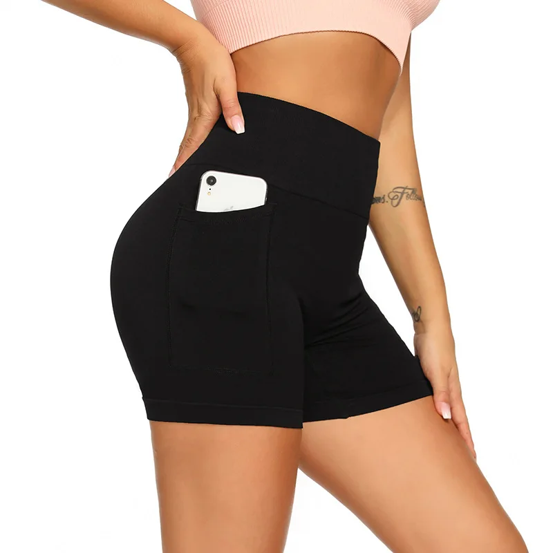 Для женщин с высокой талией Maillot De Bain Femme карман шорты для йоги бега занятий