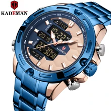 Nuevo reloj deportivo KADEMAN Soccer Inspire, relojes de pulsera de acero de lujo para hombre, de marca superior, reloj de pulsera de doble movimiento LCD para hombre, reloj(China)