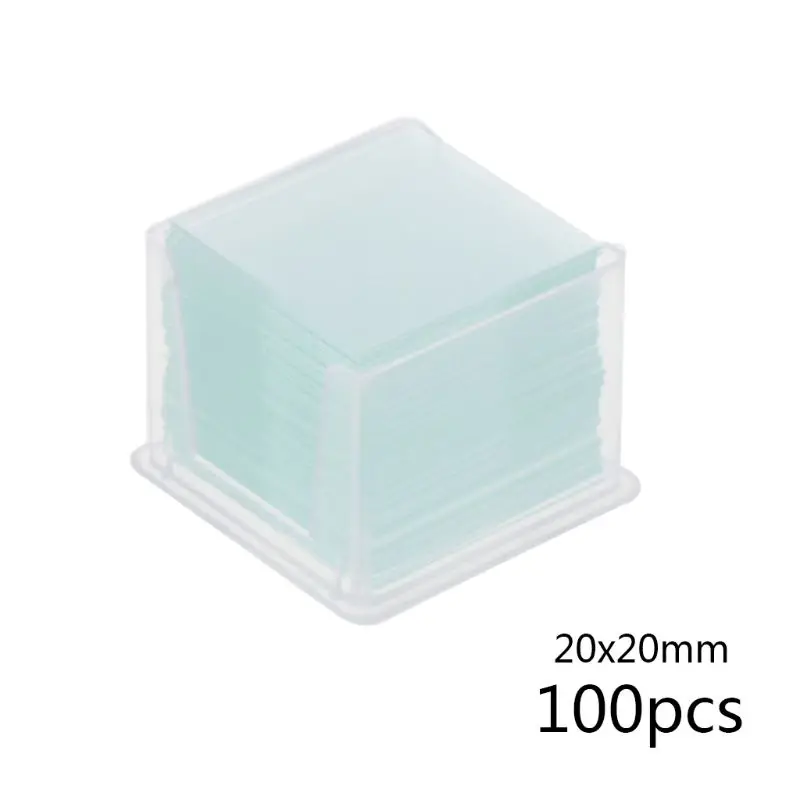 100 шт прозрачные квадратные стеклянные слайды Coverslips Coverslides для микроскопа оптический инструмент - Цвет: 20