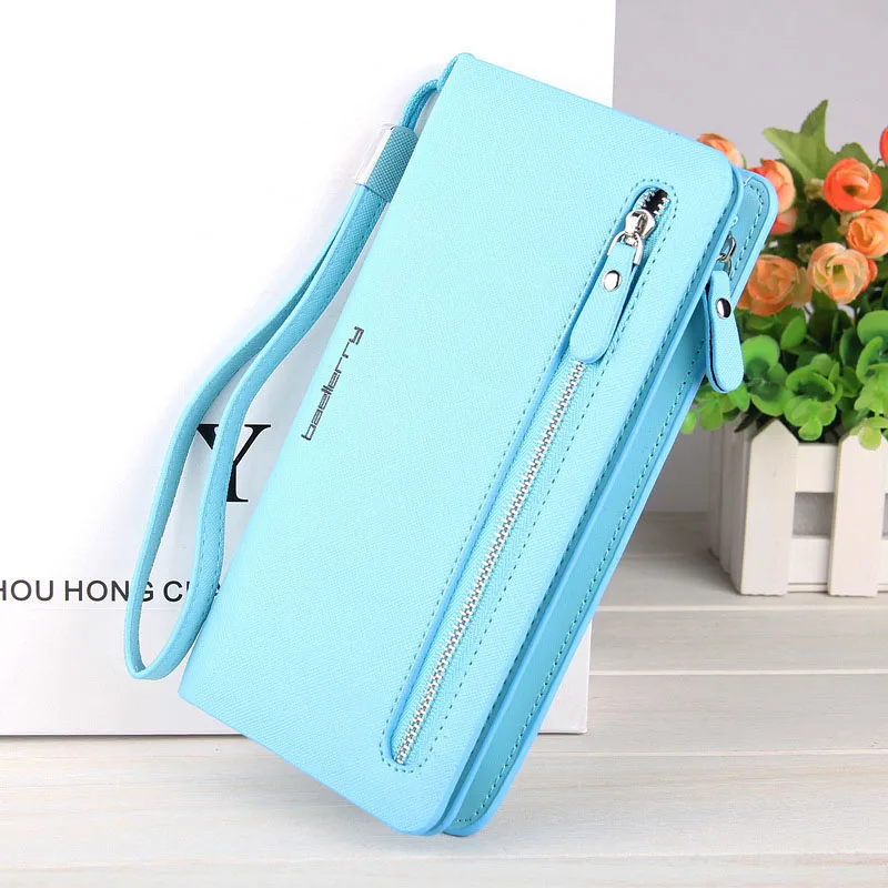 Sky Blue Модный кошелек, Женский кошелек для монет, женские кошельки, клатч, сумка для денег, держатель для карт, кожаный кошелек, женские длинные кошельки, WWS017-3 - Цвет: Sky Blue