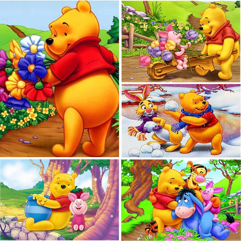 Disney 5D Diy Diamond Painting Square/Round Winnie the Pooh Mosaic Cross Stitch High Quality Decorative | Дом и сад