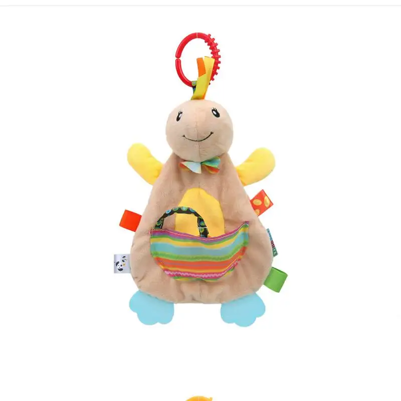 

Toys Infant Cartoon Animal Doll Teether Comfort Towel Can Bite Plush Comfort Toy With Pocket