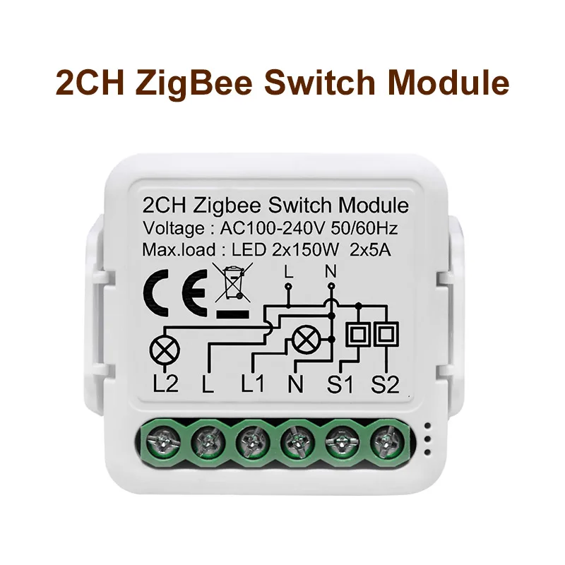 GIRIER Tuya ZigBee 3.0 Switch Module 10A Smart Home DIY Breaker 1 2 3 4 Gang Supports 2 Way Control Works with Alexa Google Home 