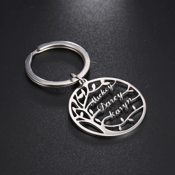 

Lemegeton Tree of Life Name Keychain Personalized Custom Nameplate Key Chain Stainless Steel Family Tree Keyring Christmas Gift