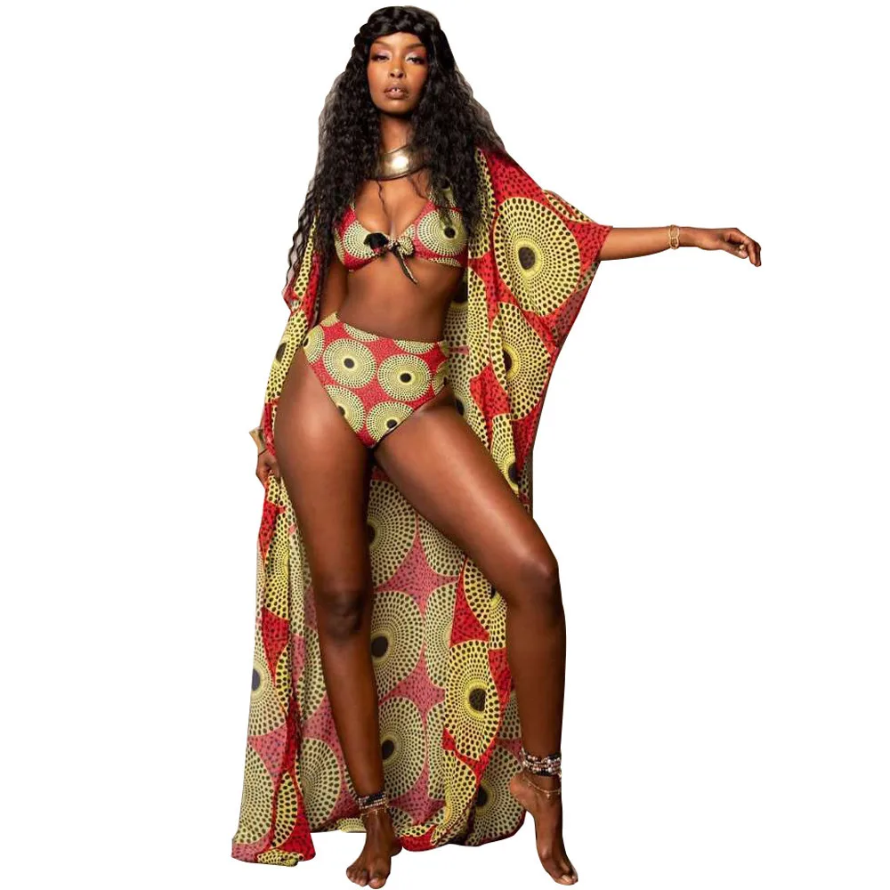 Ensemble maillot de bain 3 pièces Dashiki africain 287