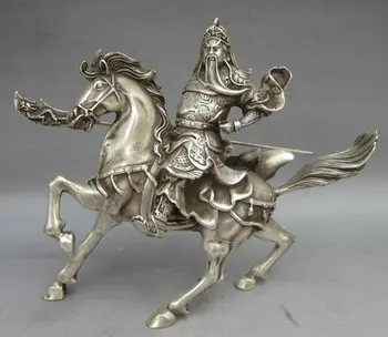 

Collectable Tibet Silver Warrior God Guan Yu Statue